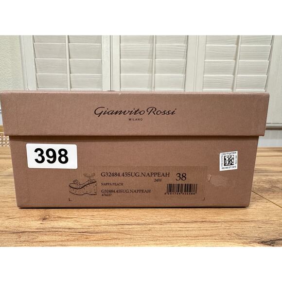 Gianvito Rossi Leather Wedge Sandals Nappa Peach Size 8 US 38 EU NIB Platforms - Picture 13 of 14